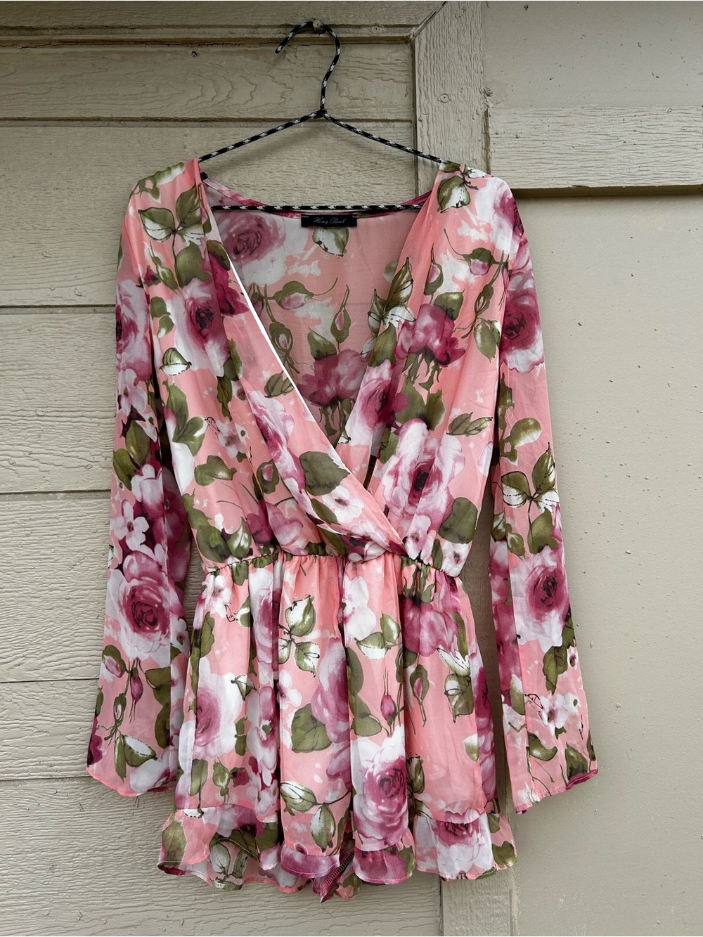 Pink Floral Wrap Romper